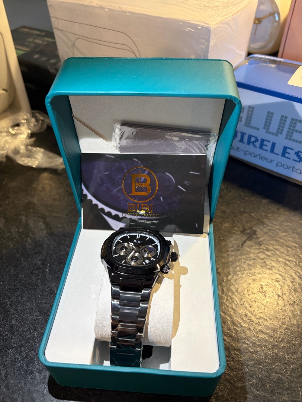 BiBi Black and Silver Men's Stainless Steel Chronograph Watch